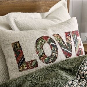 Pottery Barn Love Patchwork Lumbar Pillow Cover - Sold Out